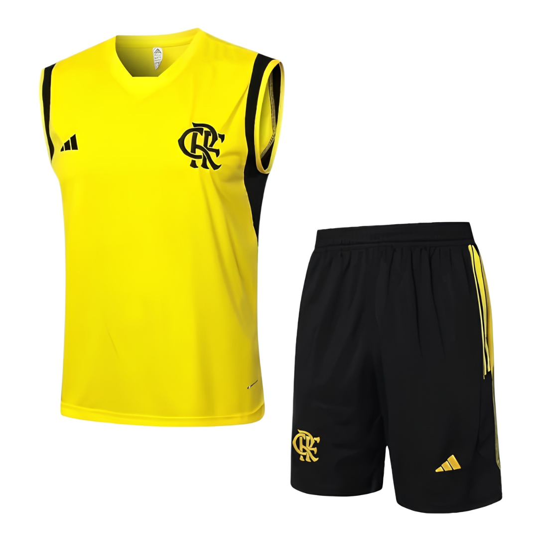 Kit Regata e Short Flamengo Treino Amarelo