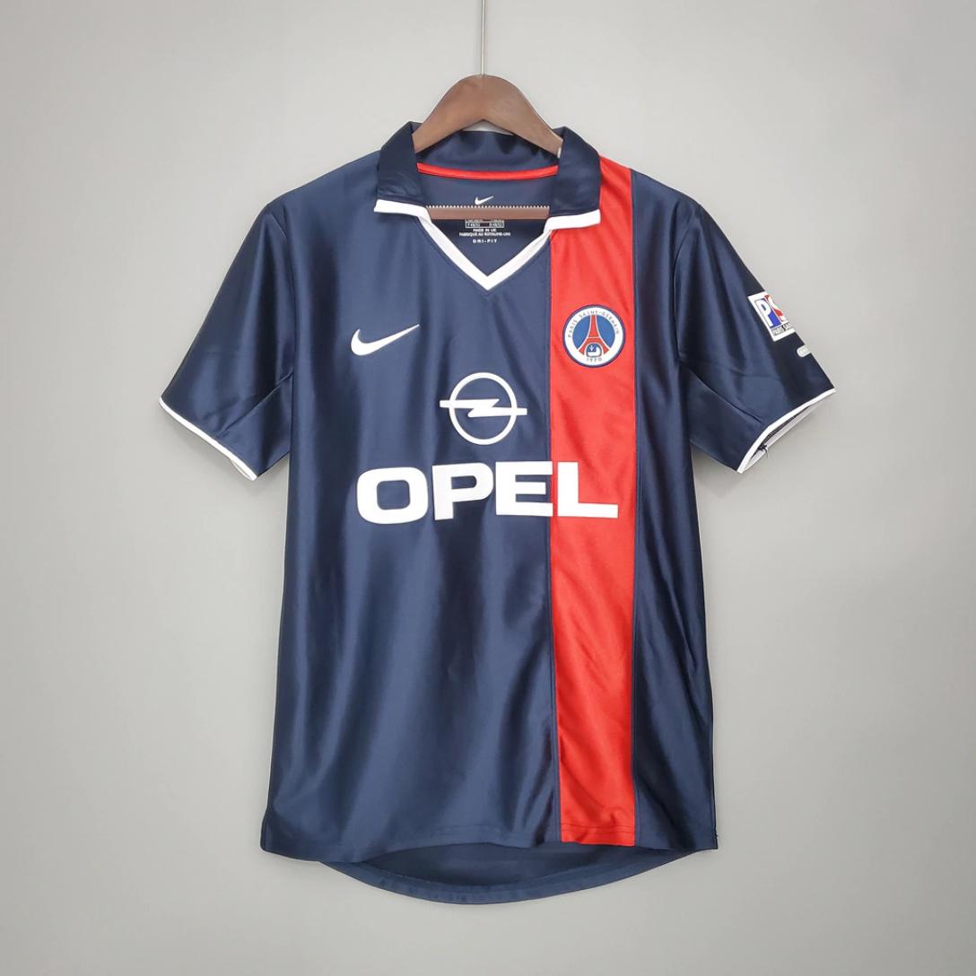 Camisa Retrô PSG I Azul com Vermelho 2001/02