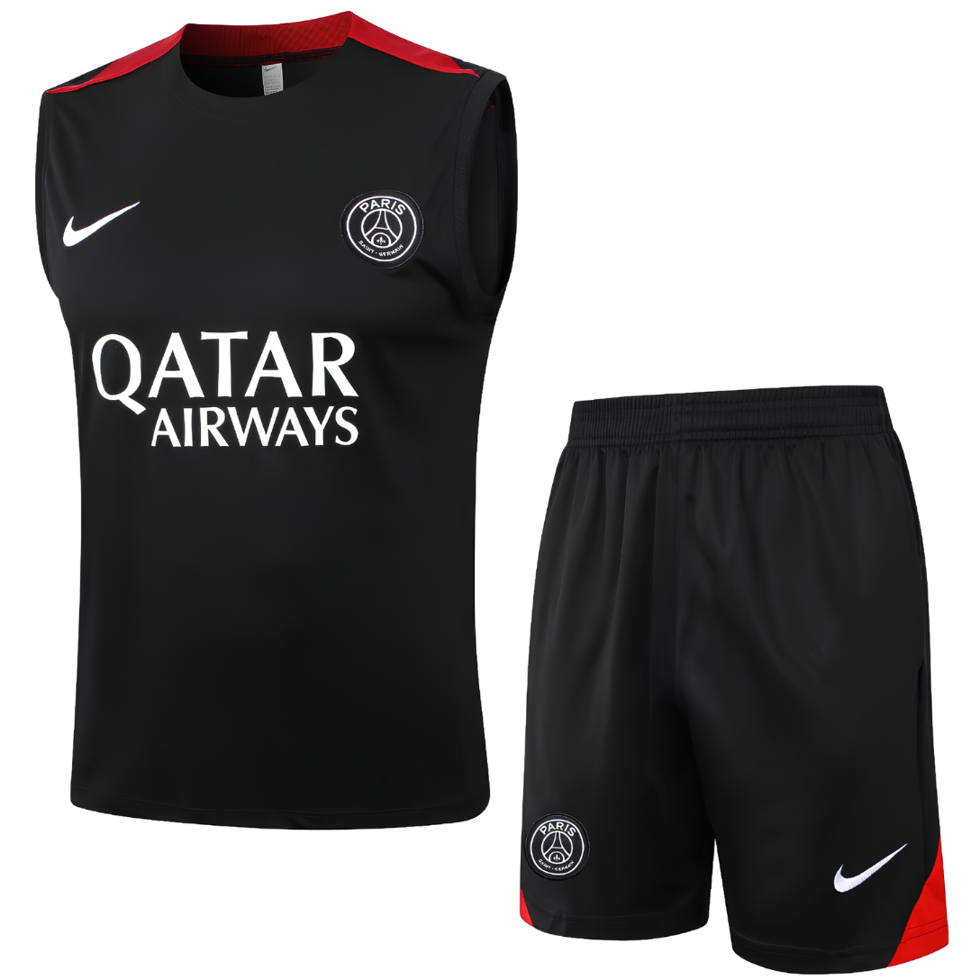 Kit Regata e Short PSG Preto Treino