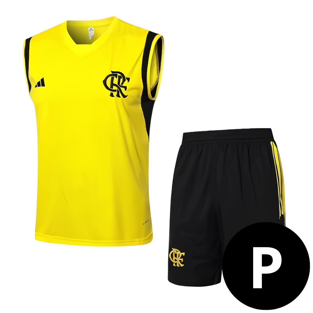 Kit Regata e Short Flamengo Treino Amarelo