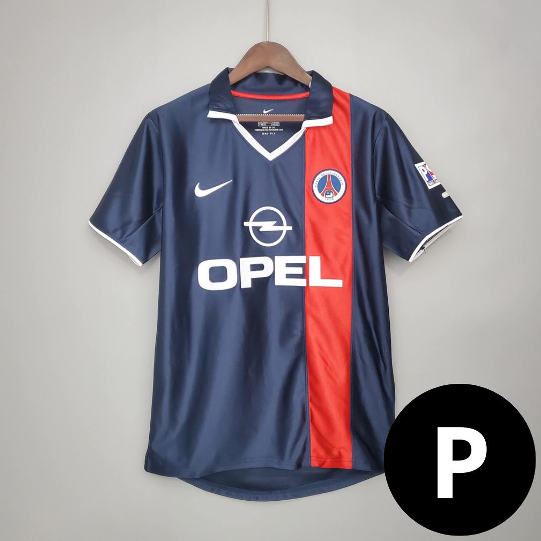 Camisa Retrô PSG I Azul com Vermelho 2001/02