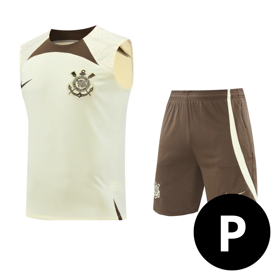 Kit Regata e Short Corinthians Treino Bege