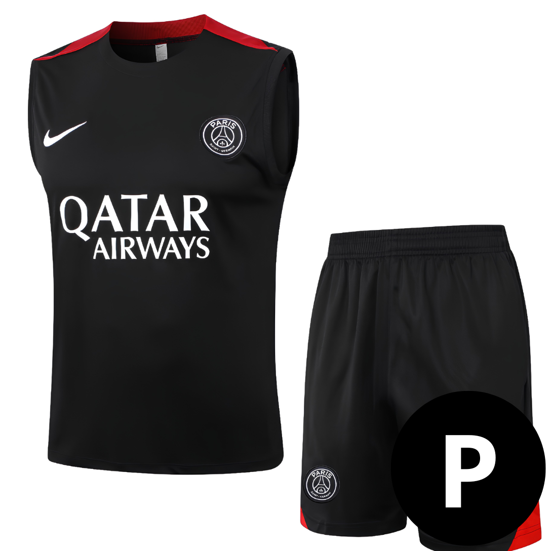 Kit Regata e Short PSG Preto Treino