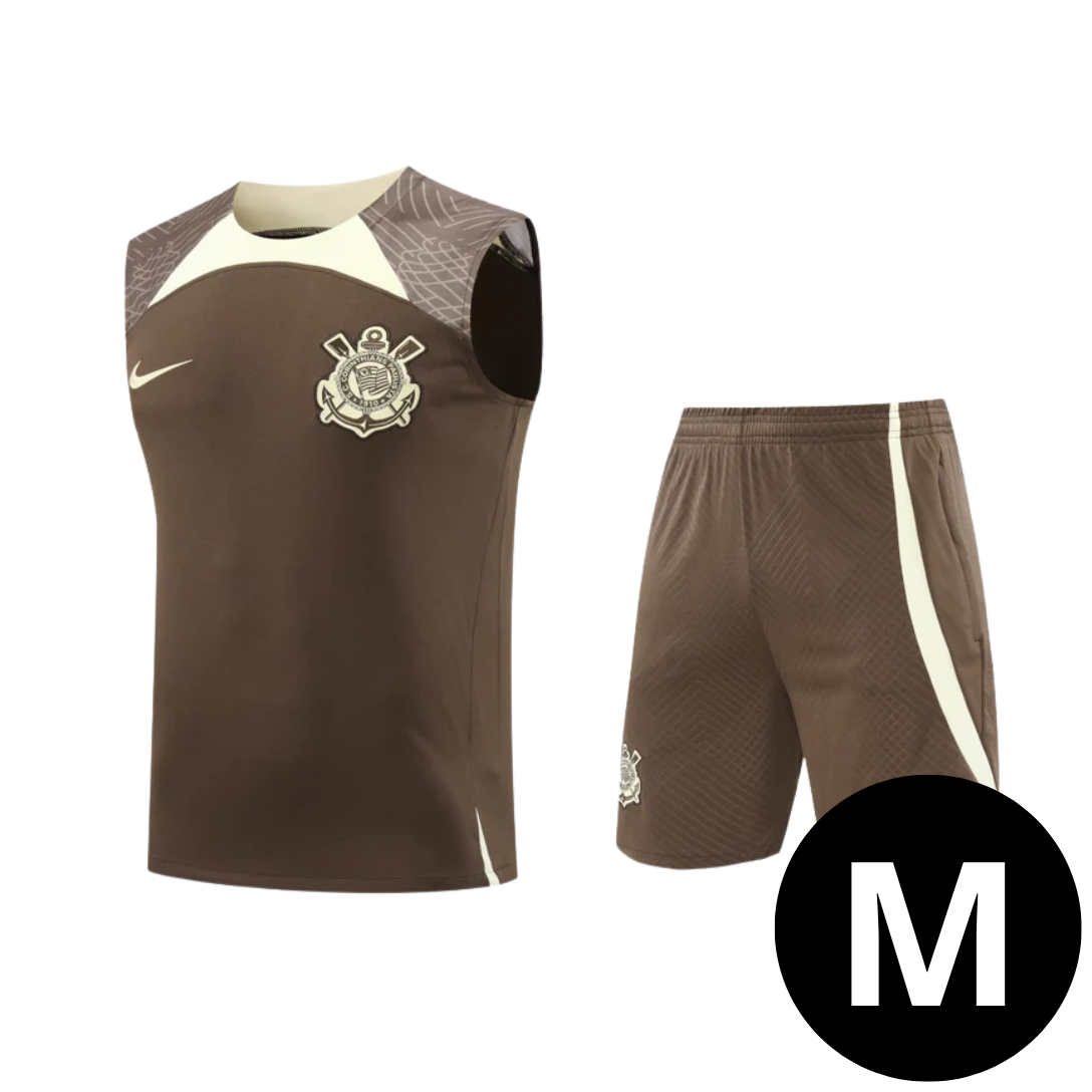 Kit Regata e Short Corinthians Treino Marrom