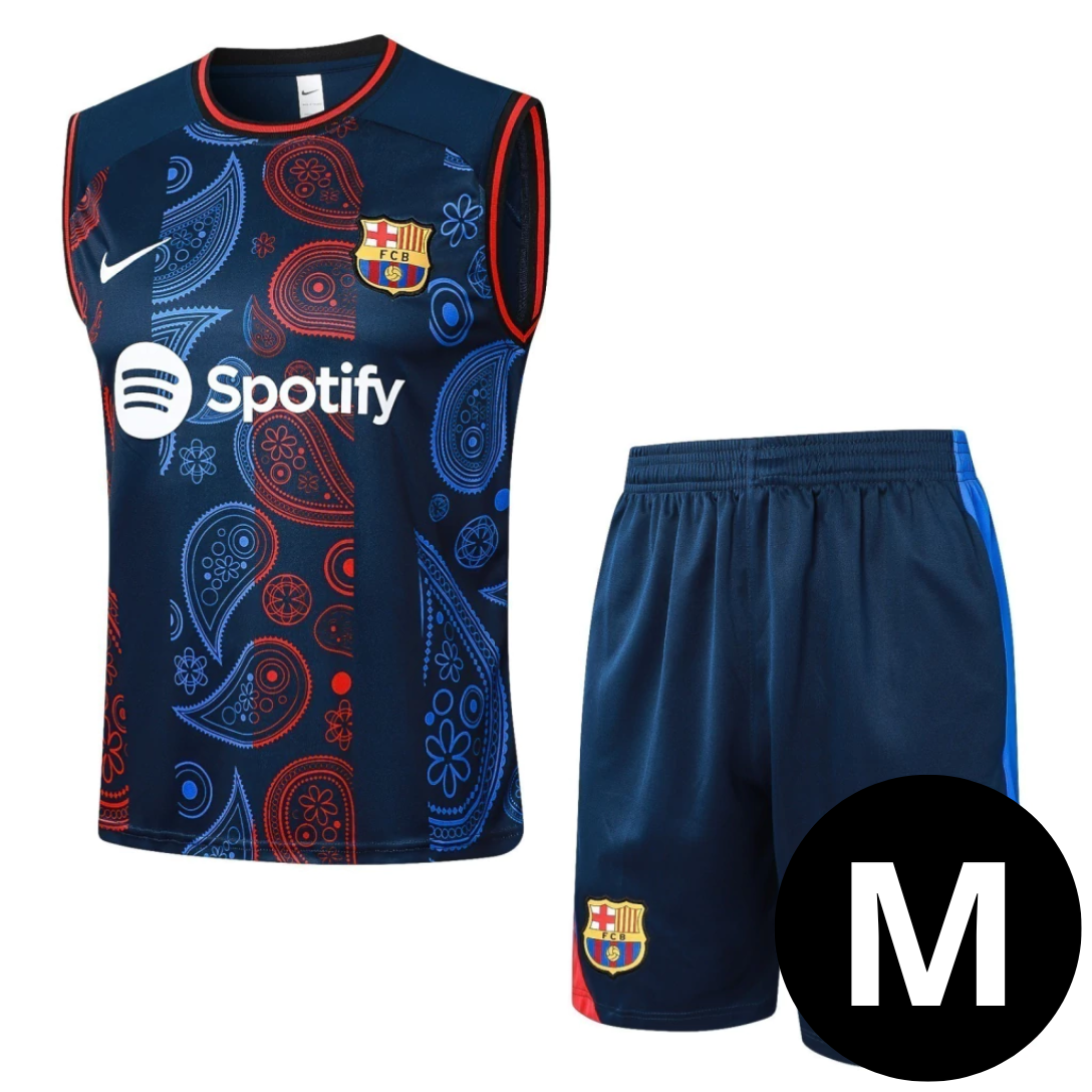 Kit Regata e Short Barcelona Pré-Jogo Azul 2024/25