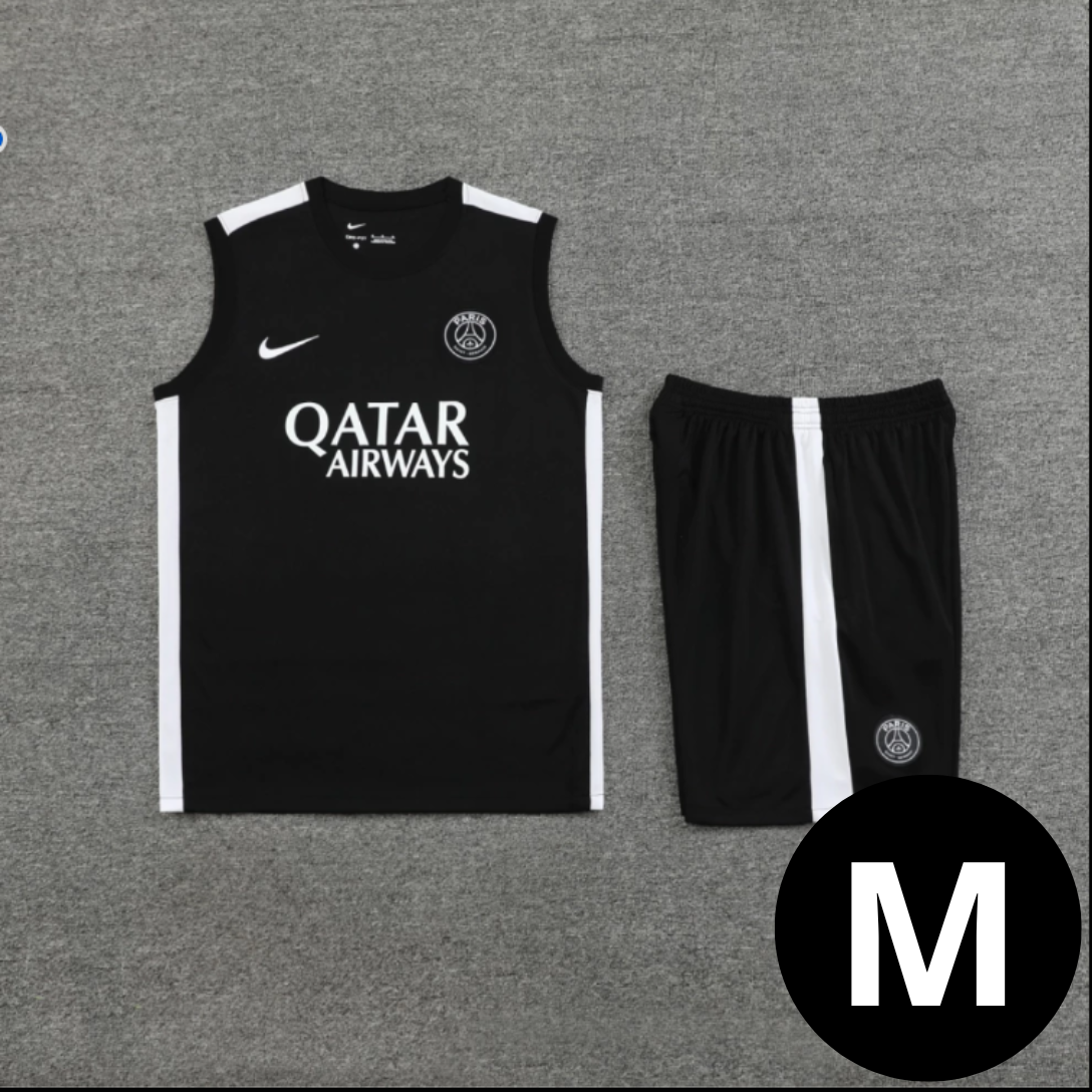 Kit Regata e Short Treino PSG Preto e Branco