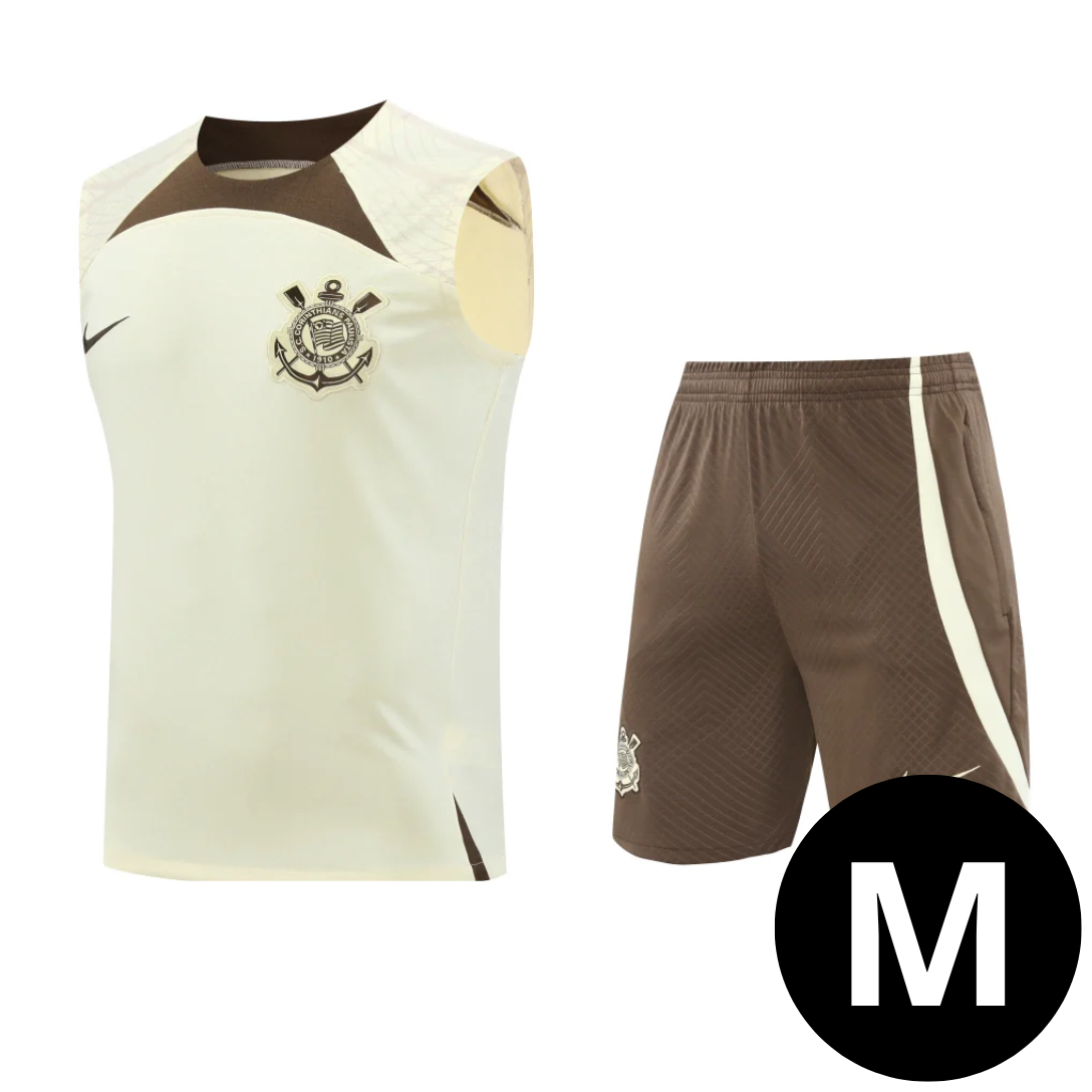 Kit Regata e Short Corinthians Treino Bege