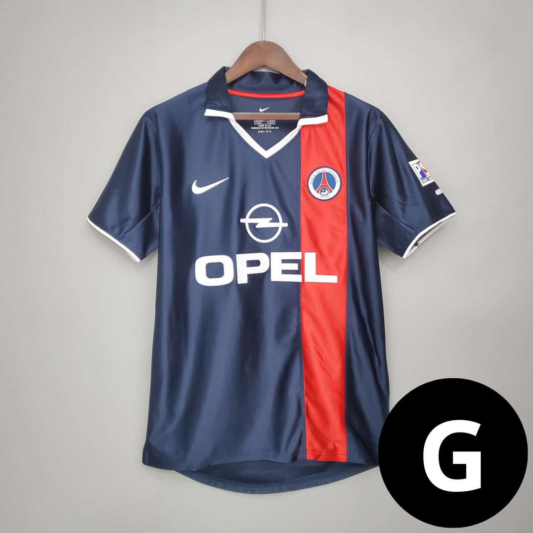 Camisa Retrô PSG I Azul com Vermelho 2001/02