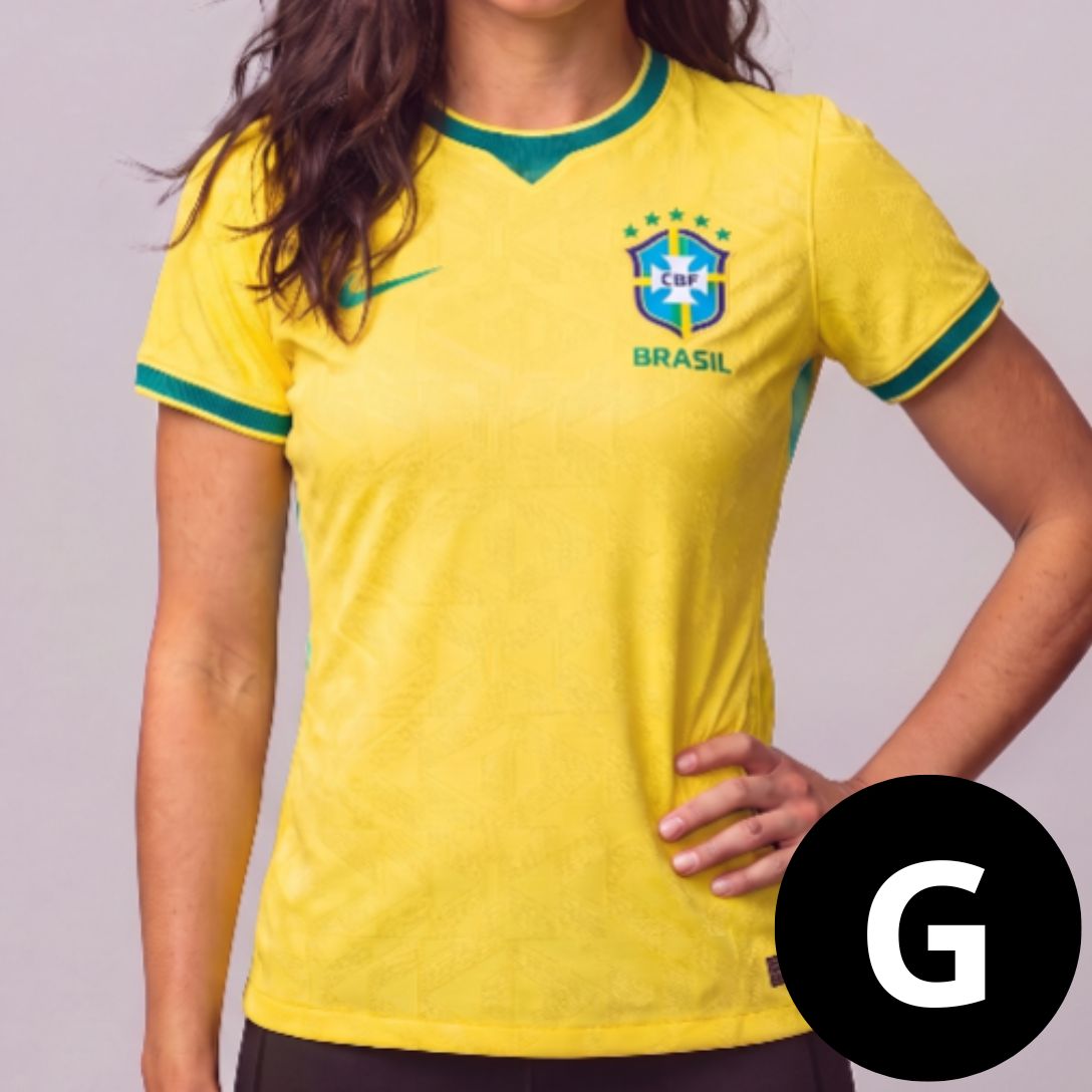 Camisa Feminina Jogador Seleção Brasil Amarela I 1.1 Idêntica a original 26/27