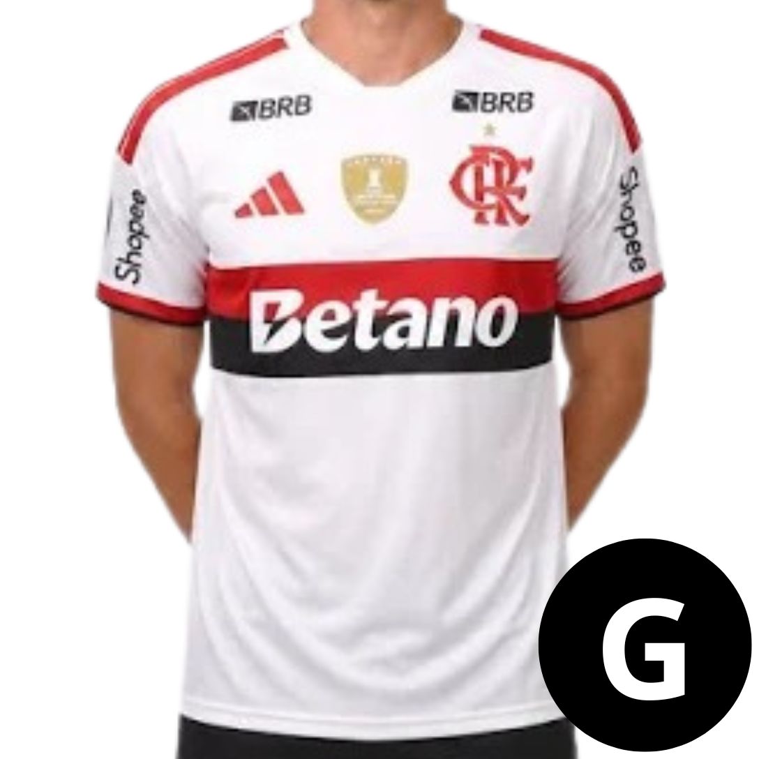 Camisa Jogador Flamengo Branca II com Path + Todos patrocinadores 26/27