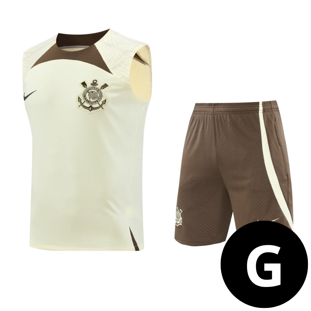 Kit Regata e Short Corinthians Treino Bege