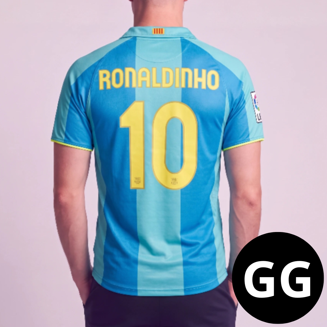 Camisa Retro Barcelona Azul 2007 [RONALDINHO]