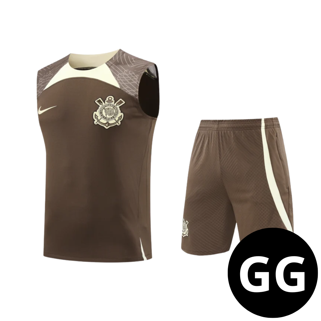 Kit Regata e Short Corinthians Treino Marrom