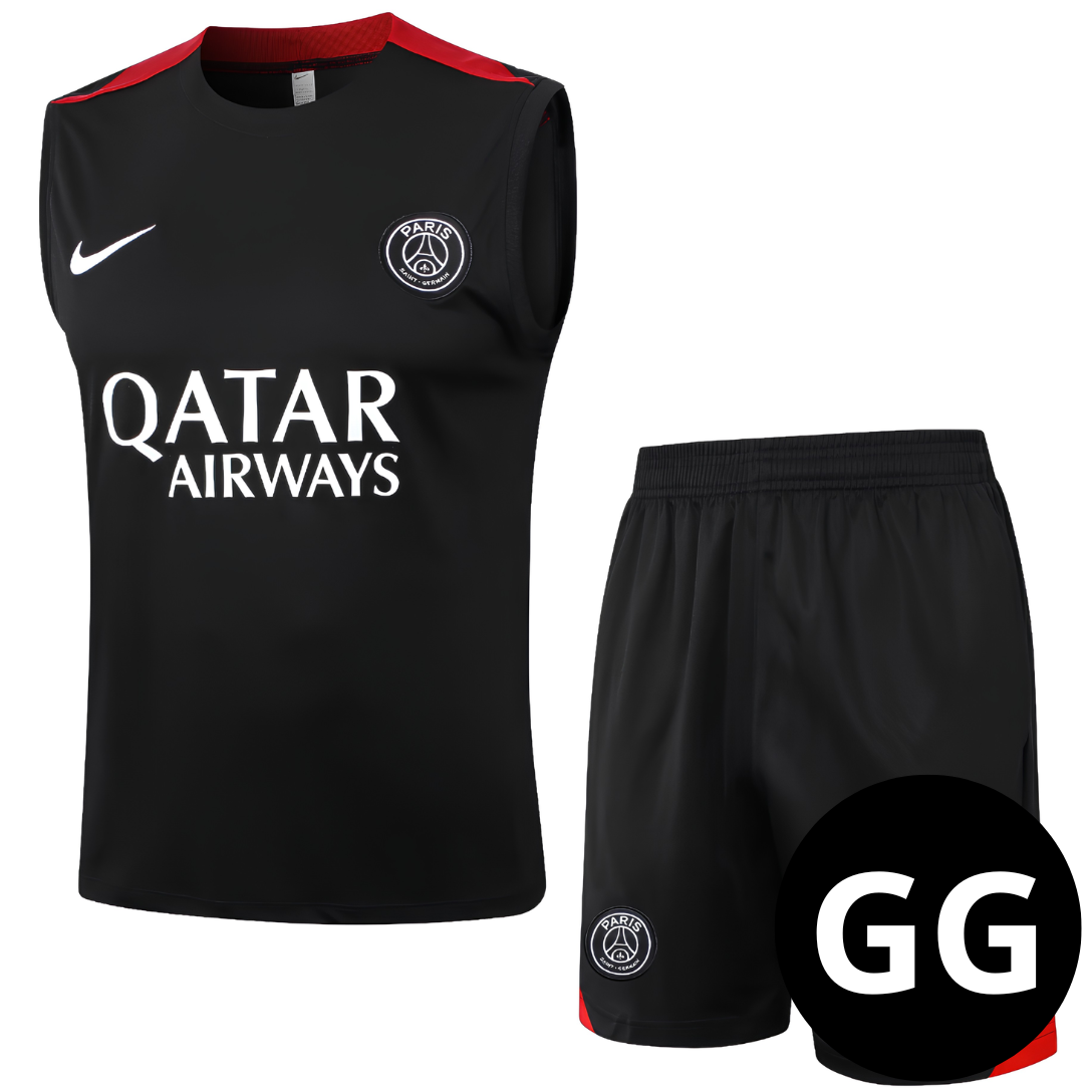 Kit Regata e Short PSG Preto Treino
