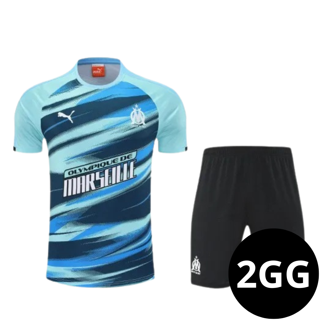 Kit Camisa e Short Olympique de Marseille Cor 2
