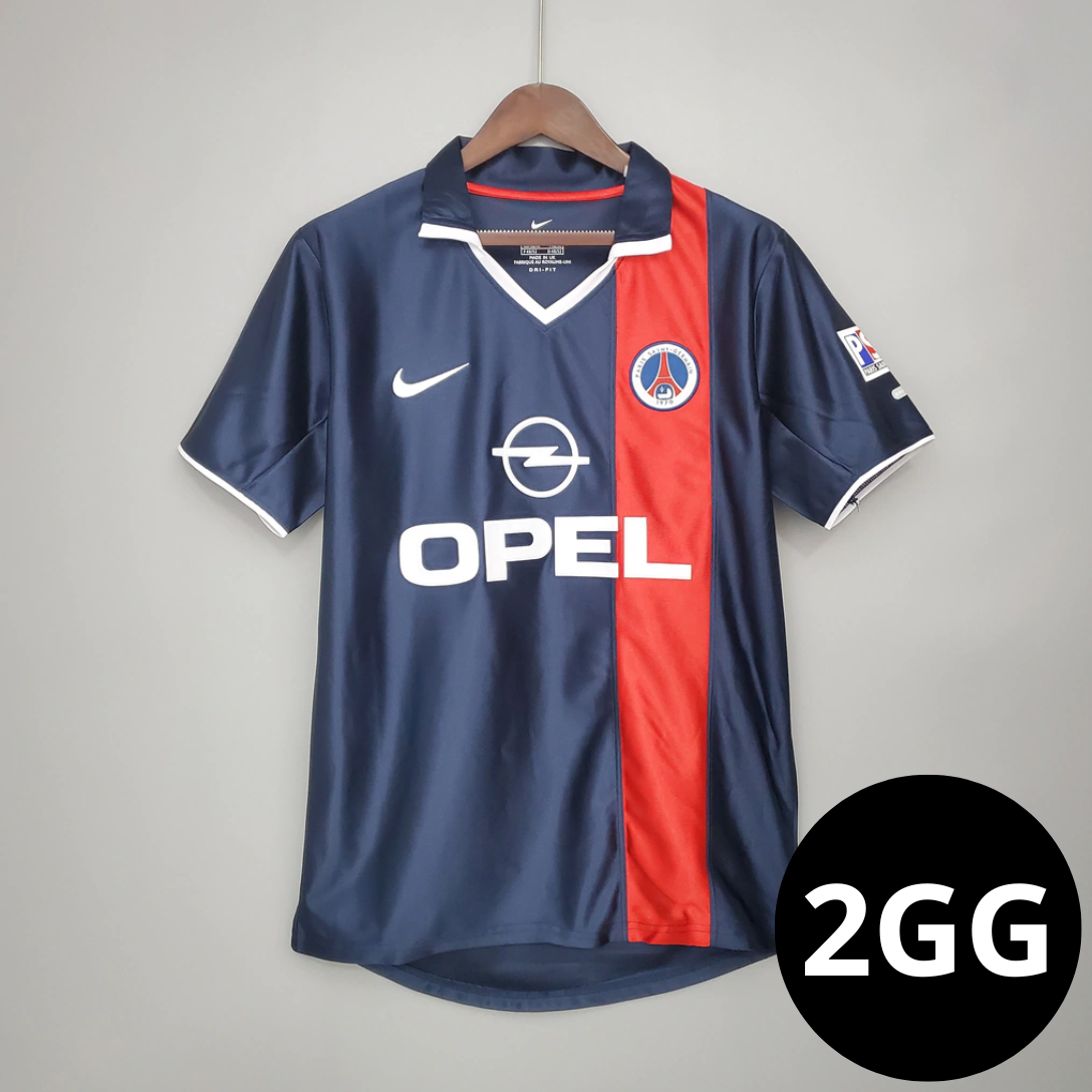 Camisa Retrô PSG I Azul com Vermelho 2001/02