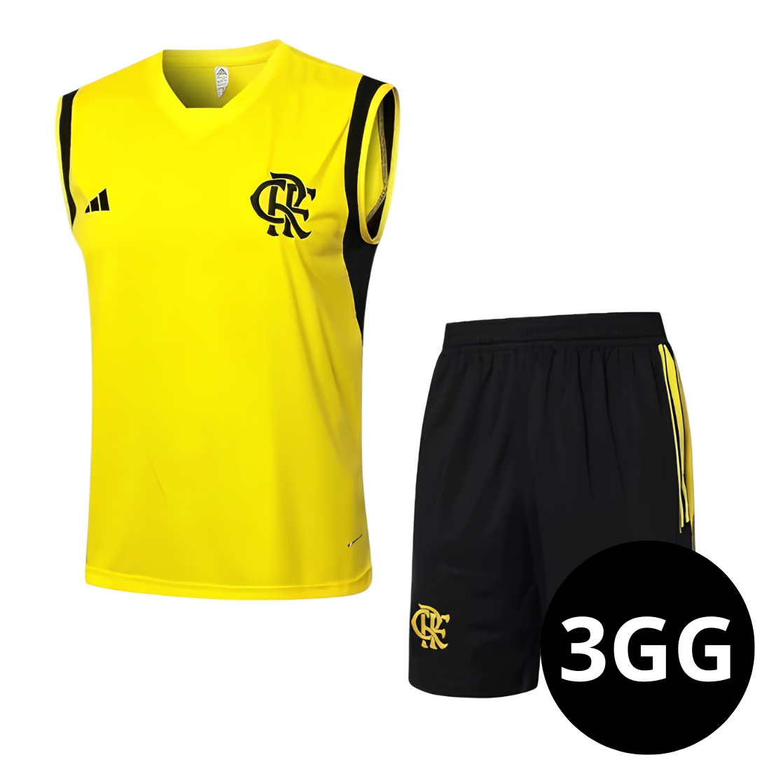 Kit Regata e Short Flamengo Treino Amarelo
