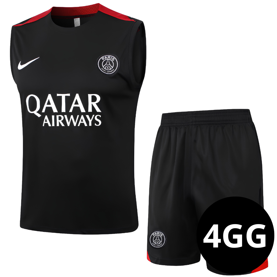 Kit Regata e Short PSG Preto Treino
