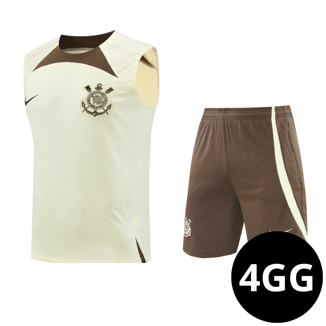 Kit Regata e Short Corinthians Treino Bege