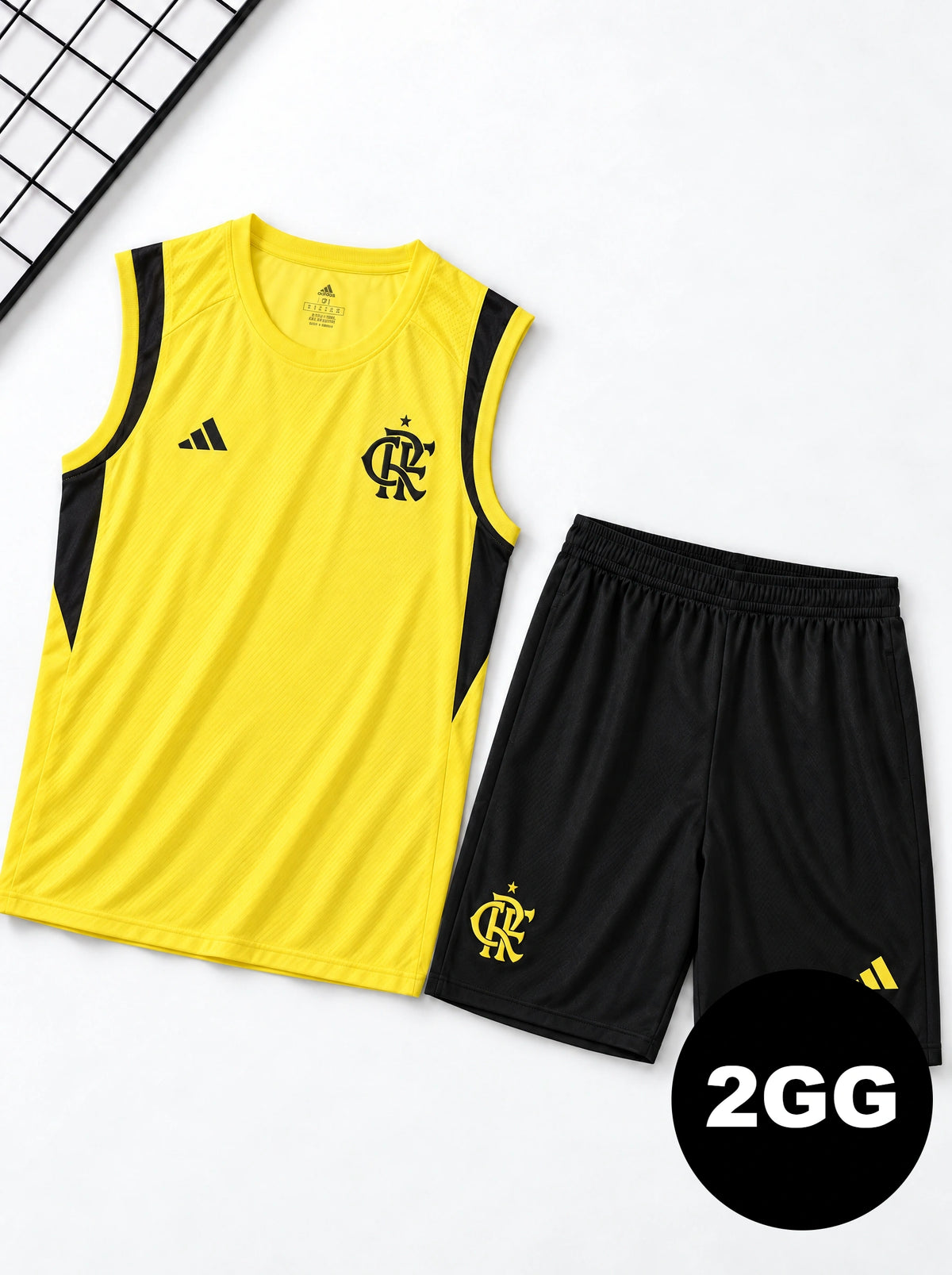 Kit Regata e Short Flamengo Treino Amarelo