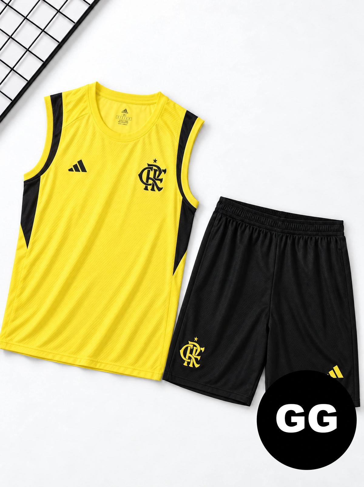 Kit Regata e Short Flamengo Treino Amarelo