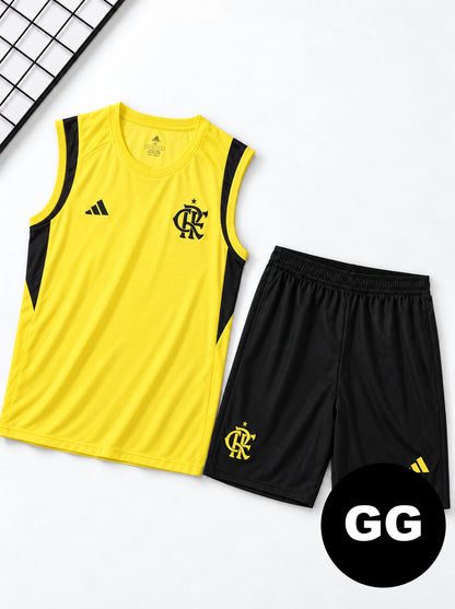Kit Regata e Short Flamengo Treino Amarelo