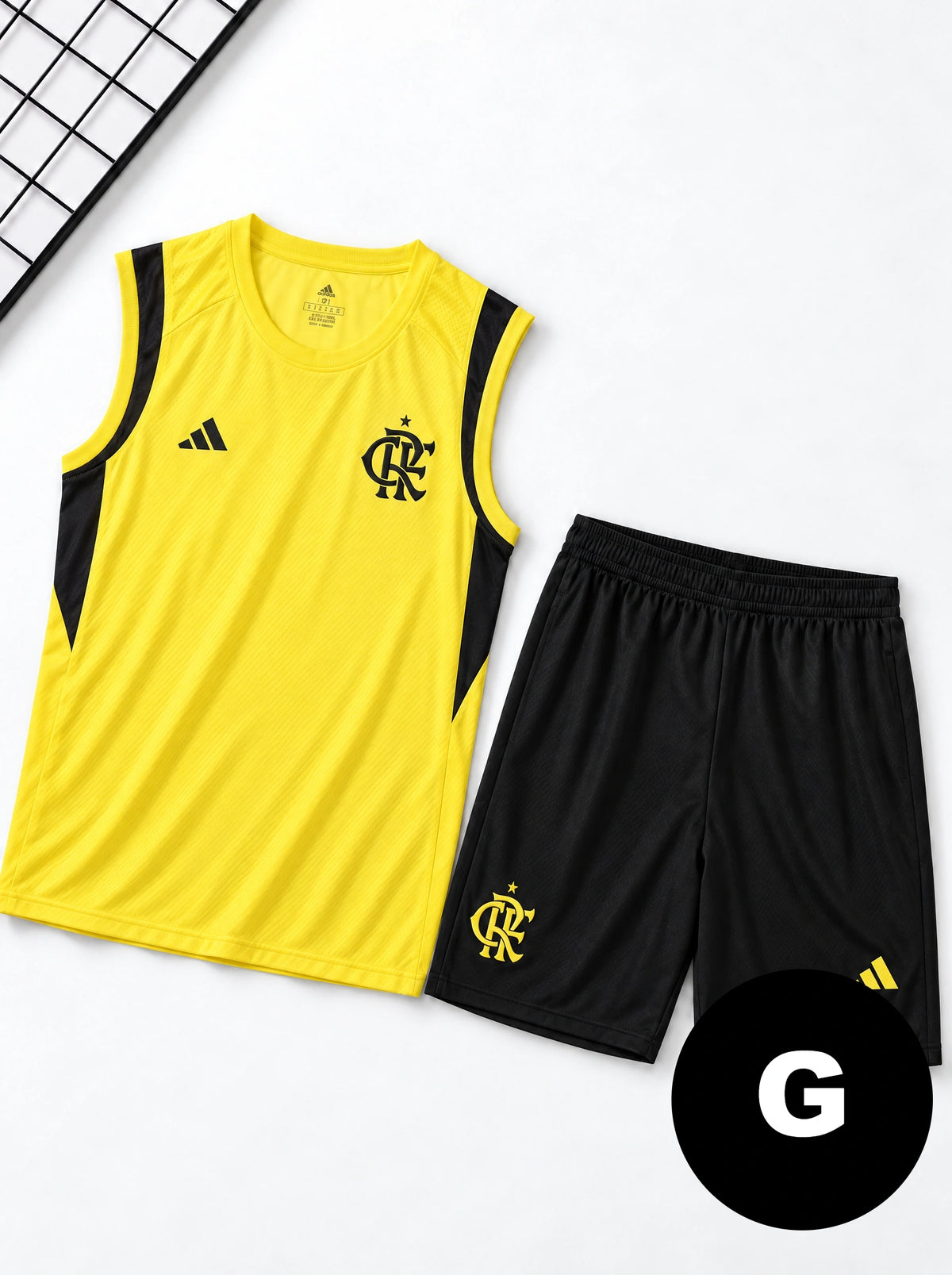 Kit Regata e Short Flamengo Treino Amarelo