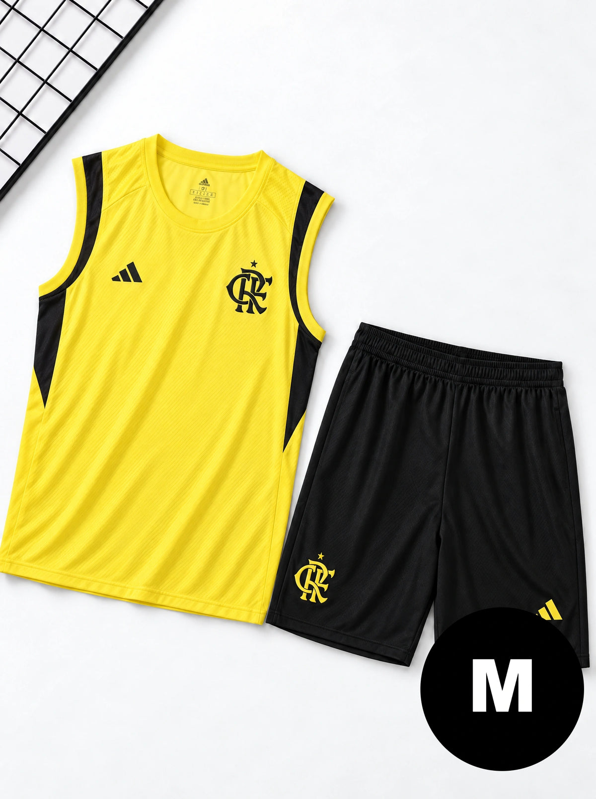 Kit Regata e Short Flamengo Treino Amarelo