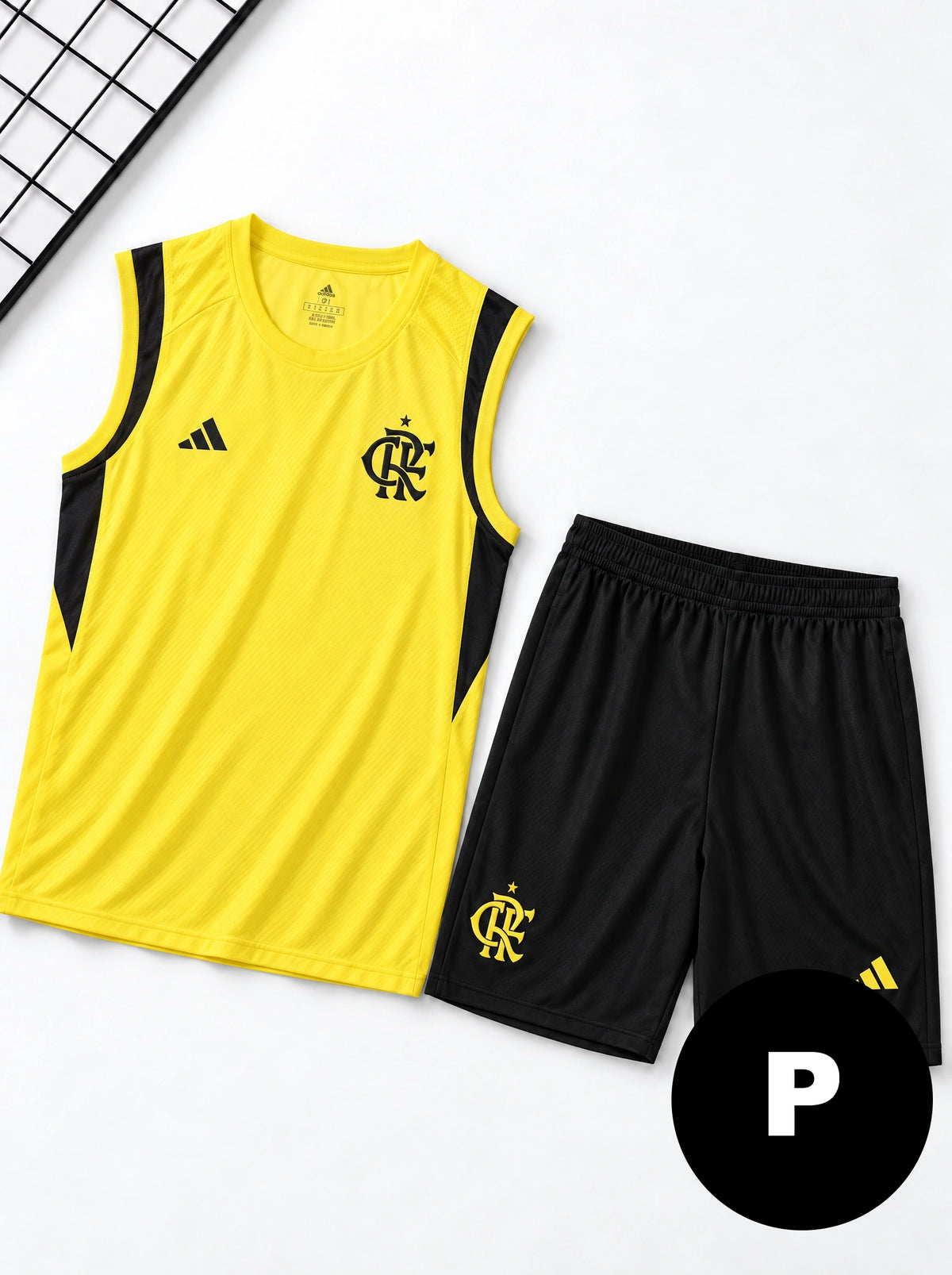 Kit Regata e Short Flamengo Treino Amarelo
