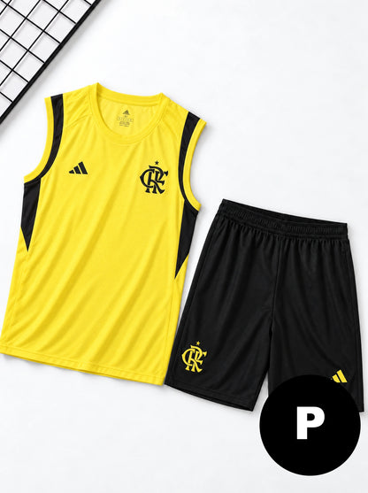 Kit Regata e Short Flamengo Treino Amarelo