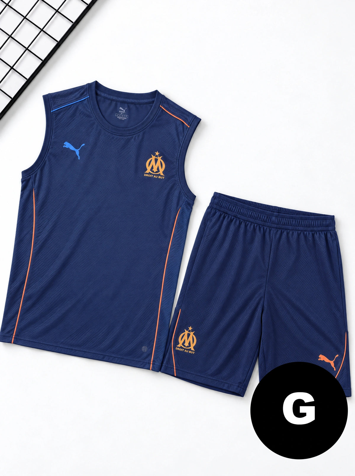 Kit Camisa e Short Olympique de Marseille Azul Escuro