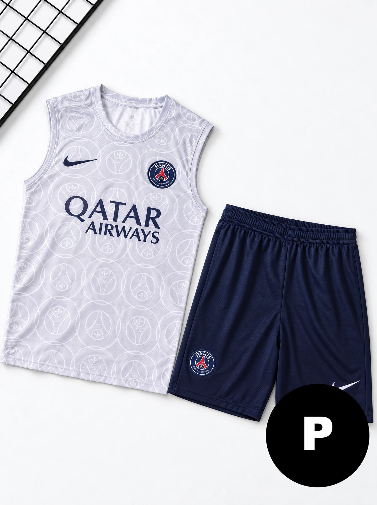 Kit Regata e Short Treino PSG Cinza