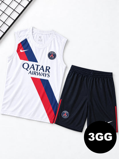 Kit Regata e Short PSG Treino Branco com Listra