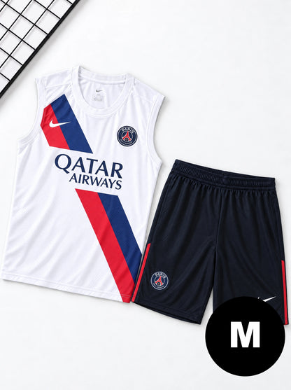 Kit Regata e Short PSG Treino Branco com Listra