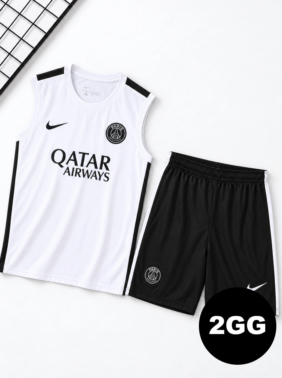 Kit Regata e Short PSG Branco Treino