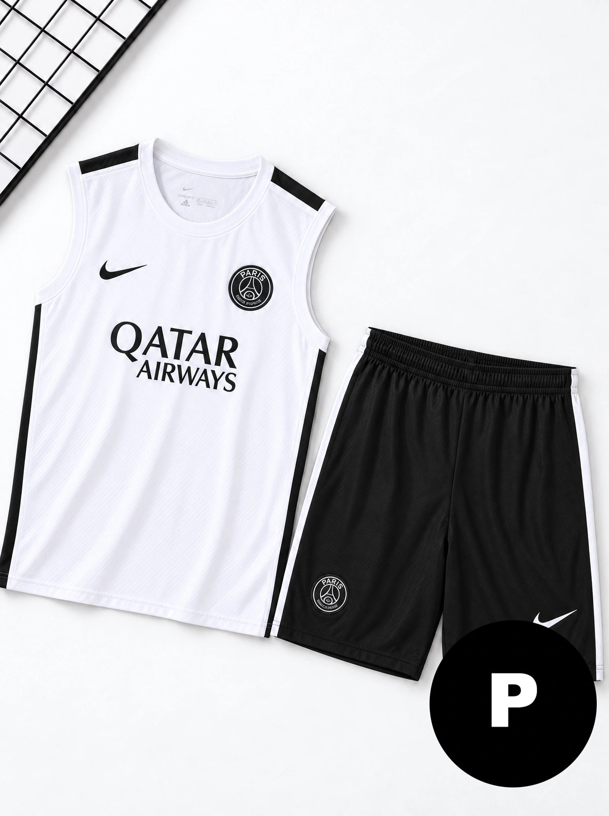 Kit Regata e Short PSG Branco Treino
