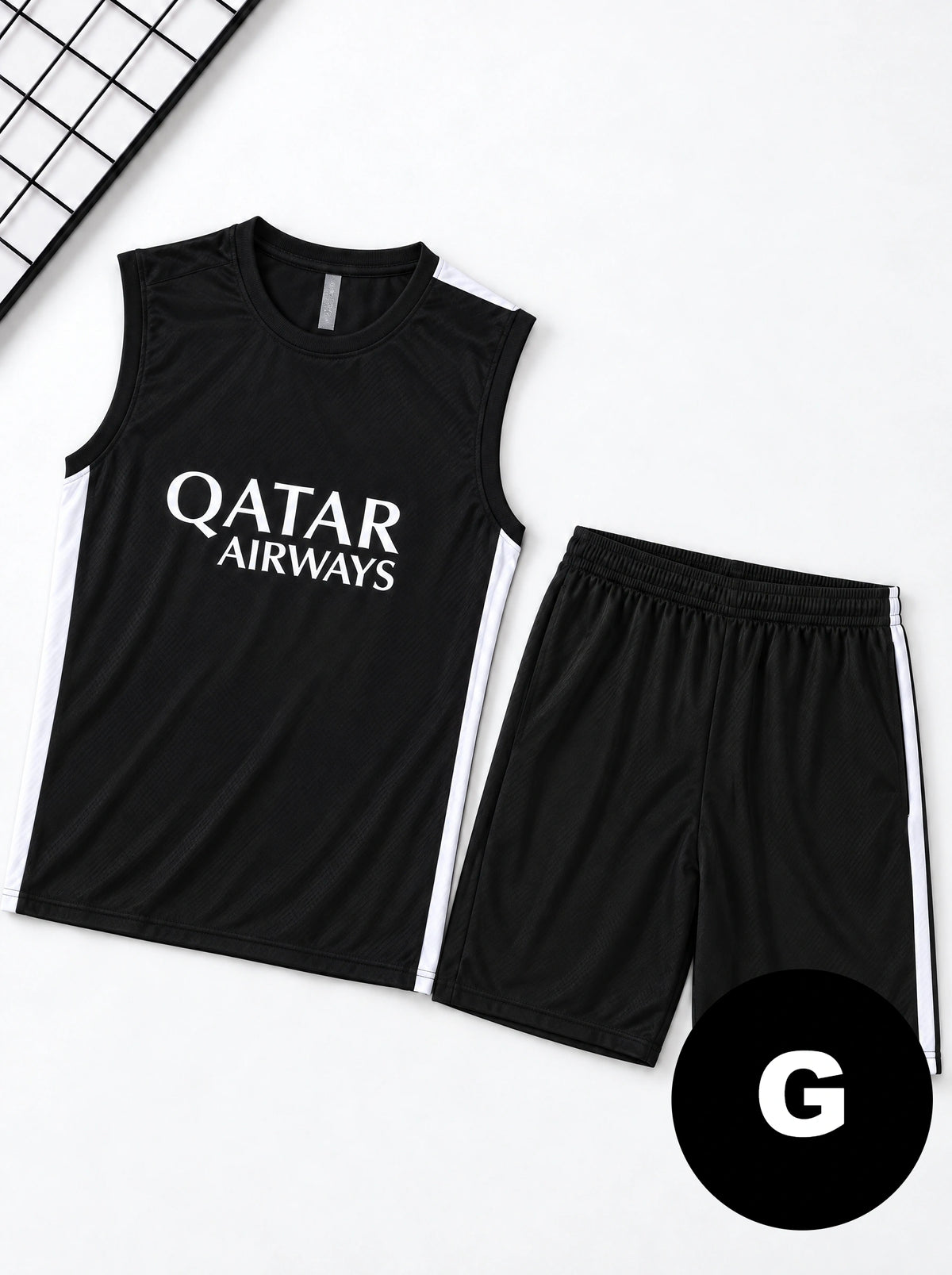 Kit Regata e Short Treino PSG Preto e Branco