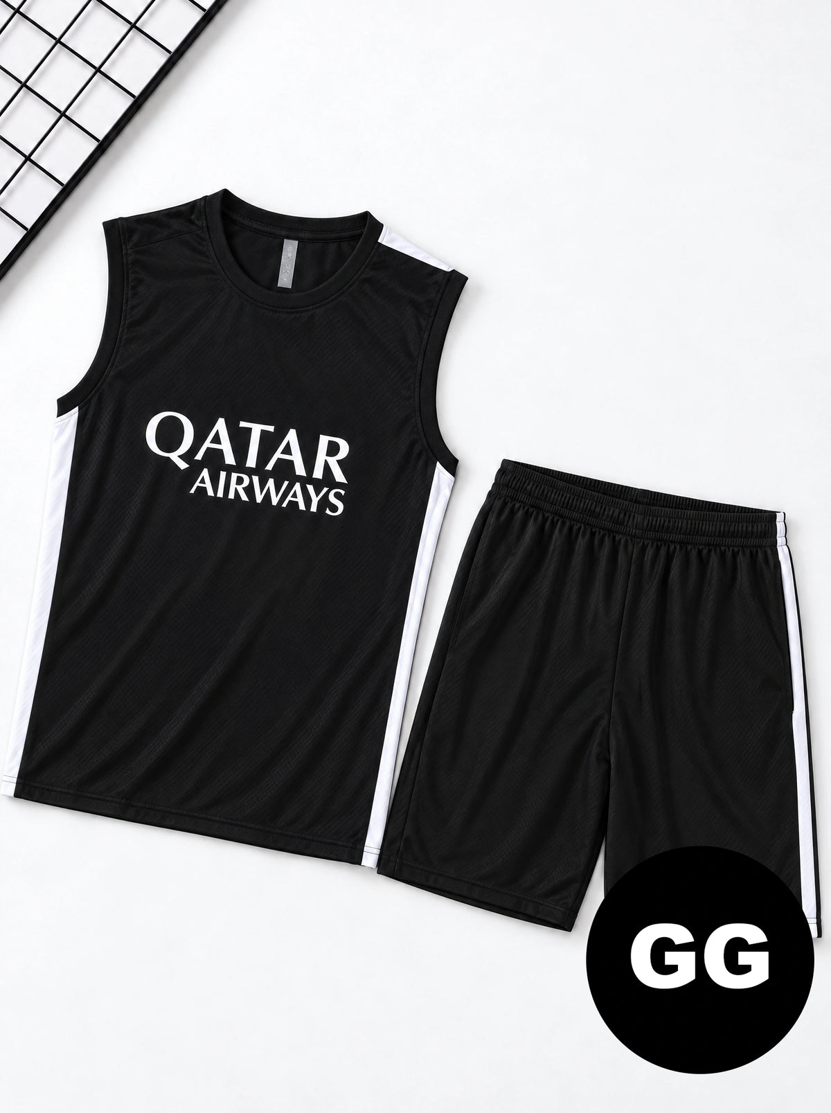Kit Regata e Short Treino PSG Preto e Branco