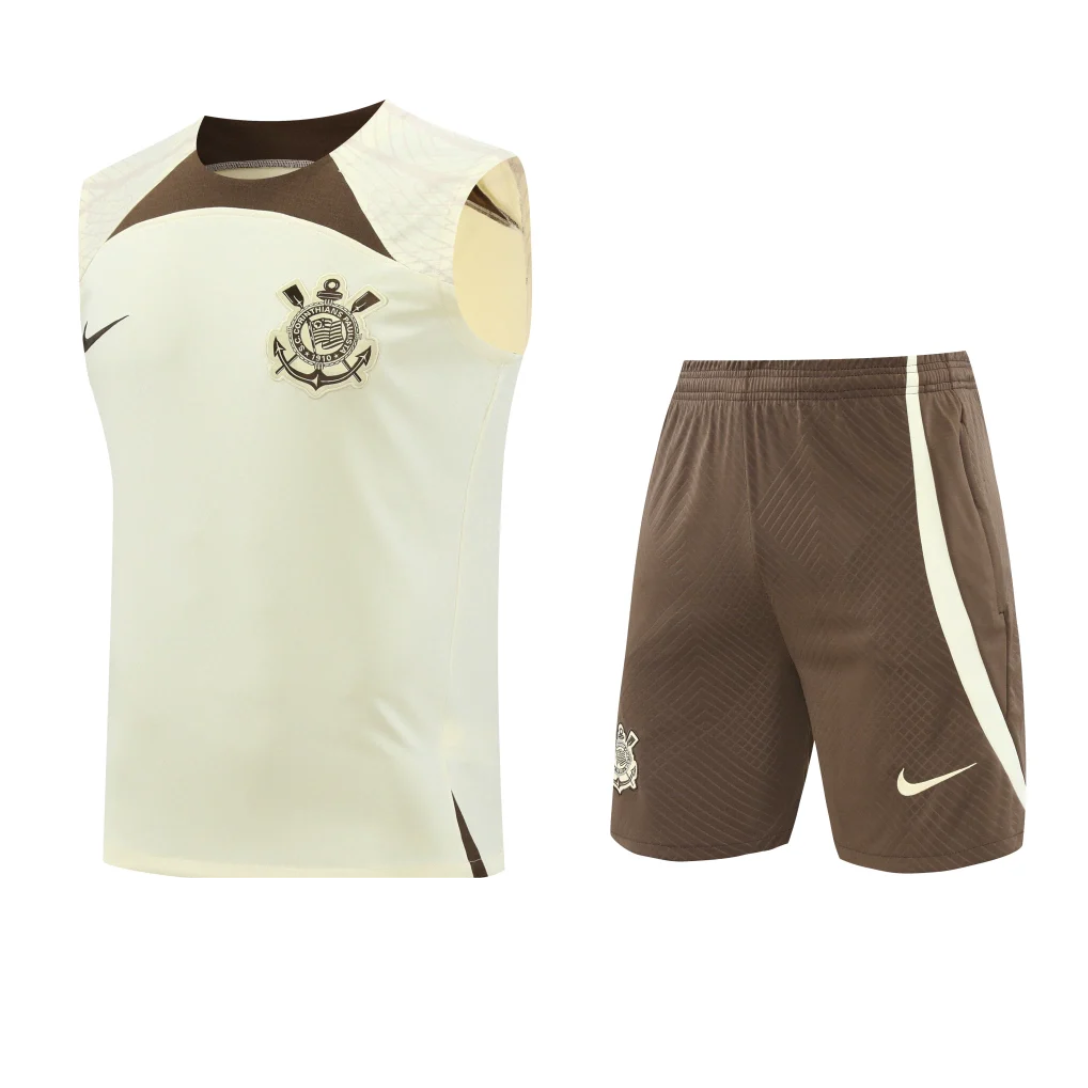 Kit Regata e Short Corinthians Treino Bege