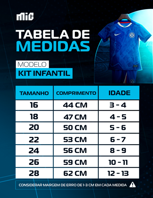 Tabela de medidas infantil