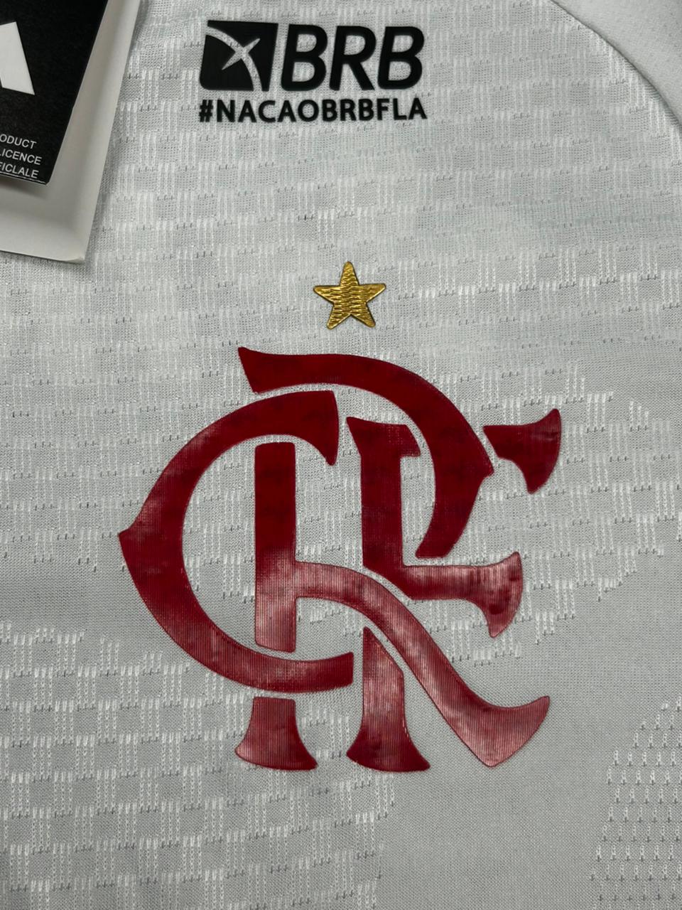 Camisa Jogador Flamengo Branca II com Path + Todos patrocinadores 26/27