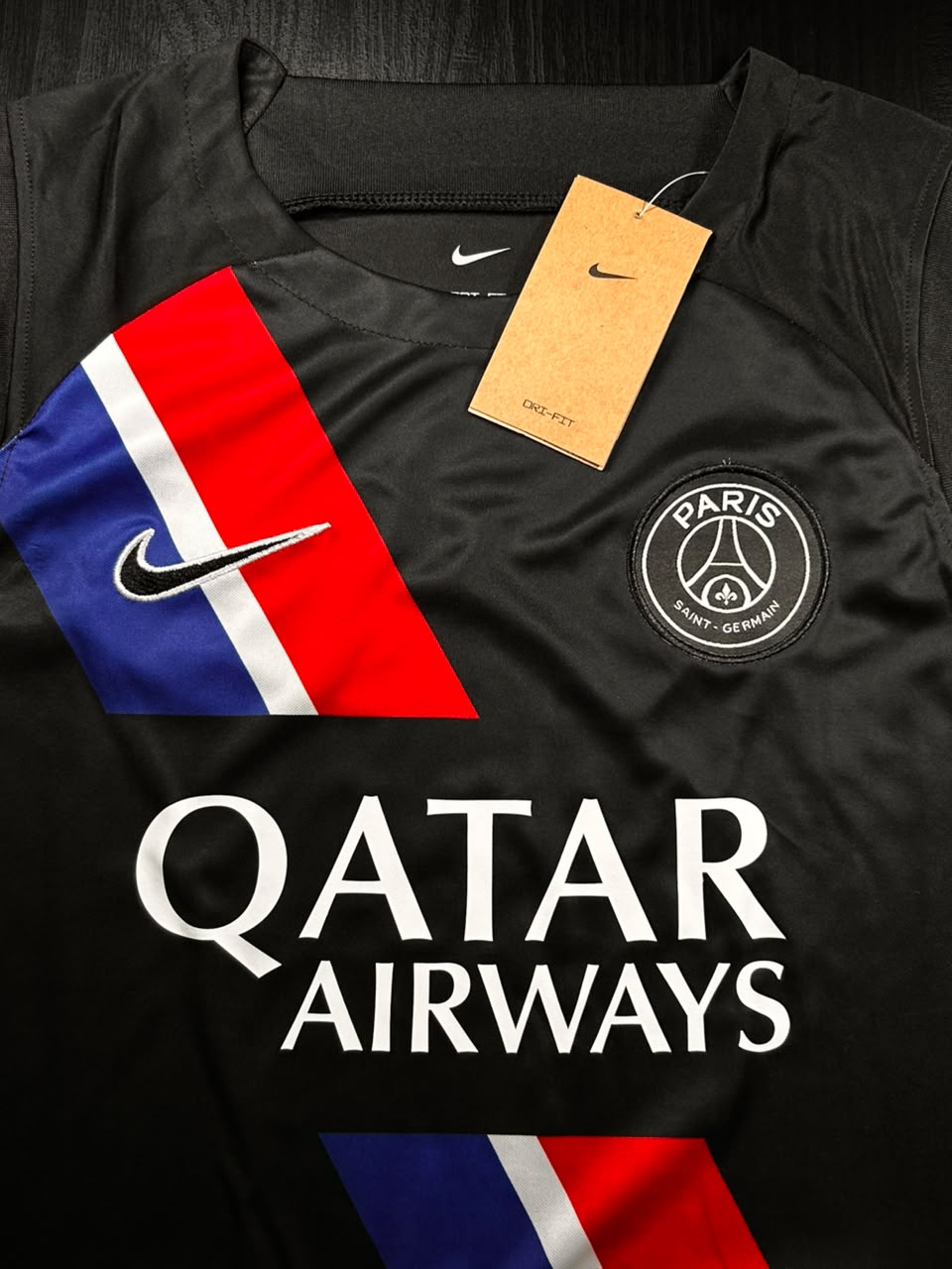 Kit Regata e Short PSG Treino Preto com Listra