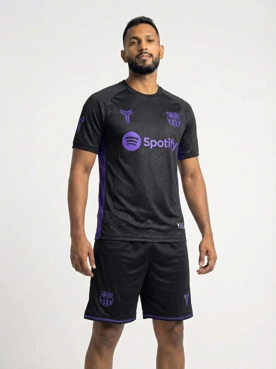 Kit Camisa/Short Barcelona Preto/Roxo 25/26