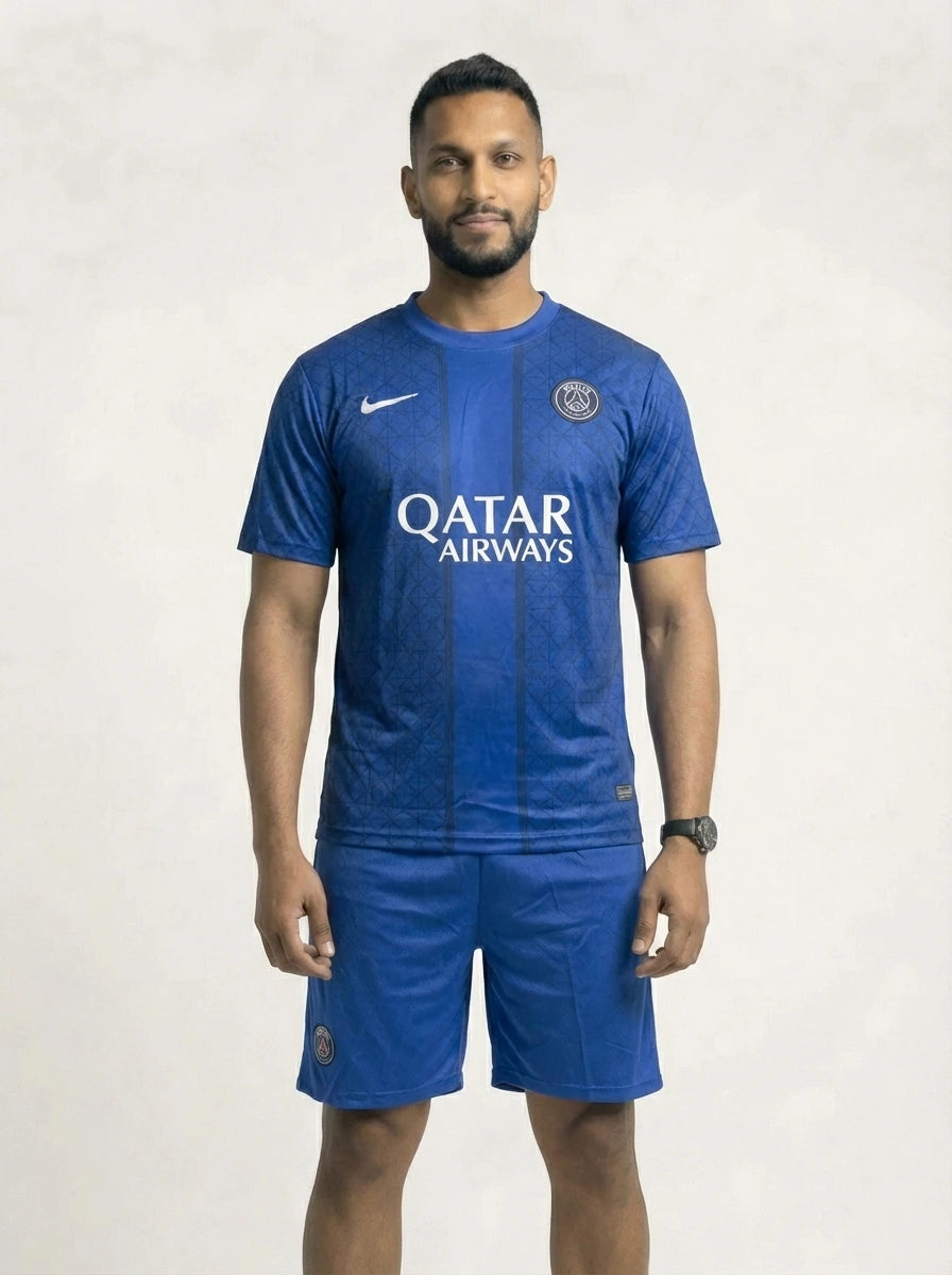 Kit Camisa/Short PSG Azul Pré Jogo 25/26