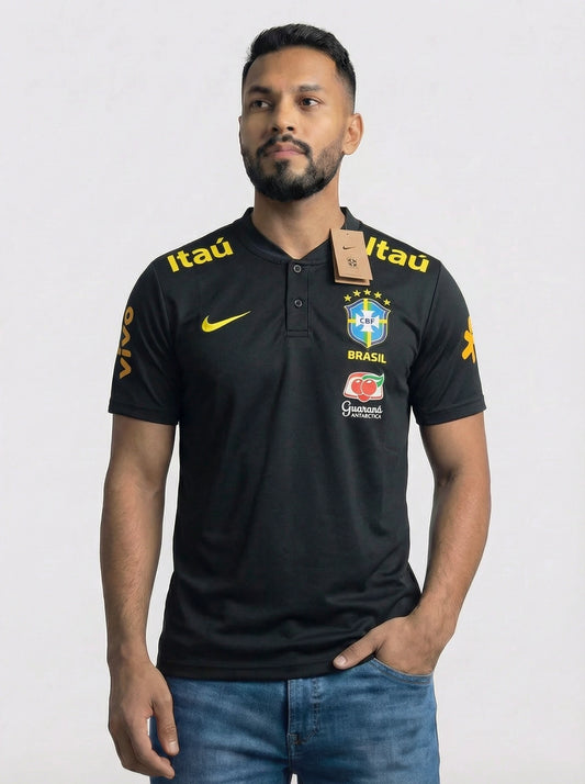 Camisa Seleção Brasil Polo Itaú Preta