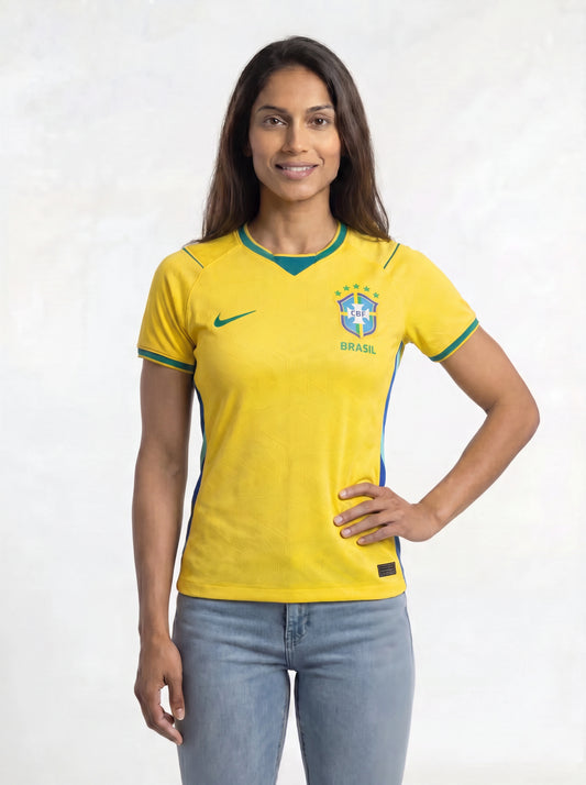 Camisa Feminina Jogador Seleção Brasil Amarela I 1.1 Idêntica a original 26/27