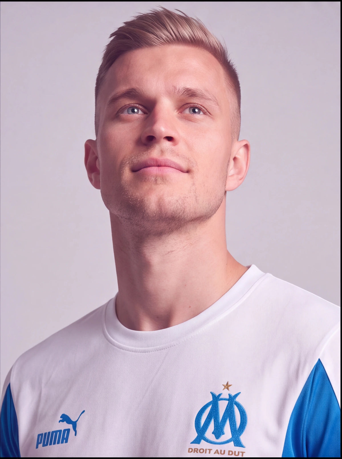 Kit Camisa e Short Olympique de Marseille Branco com Azul
