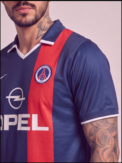 Camisa Retrô PSG I Azul com Vermelho 2001/02