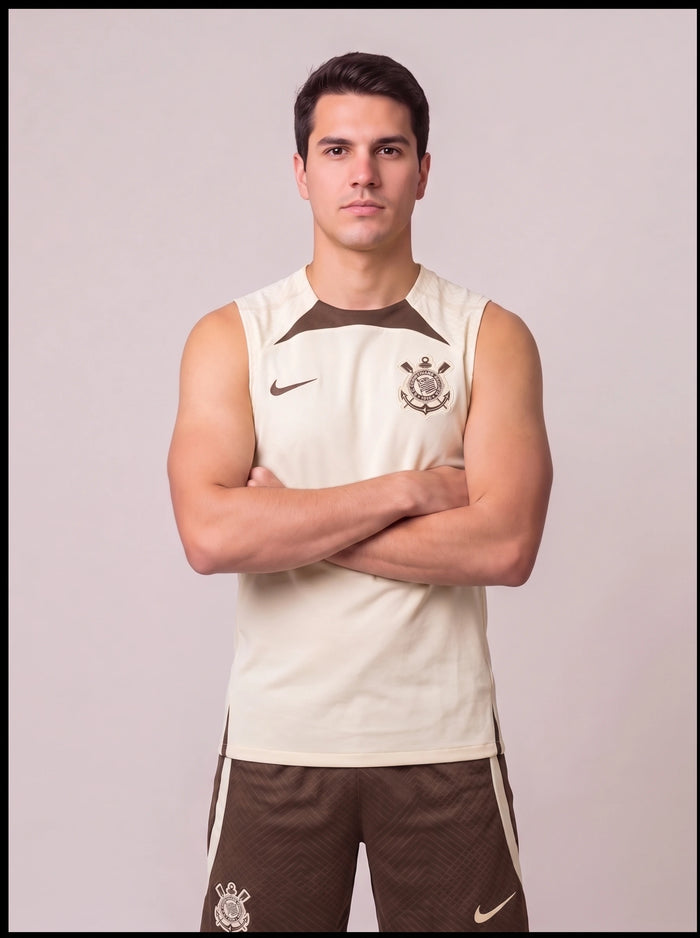 Kit Regata e Short Corinthians Treino Bege