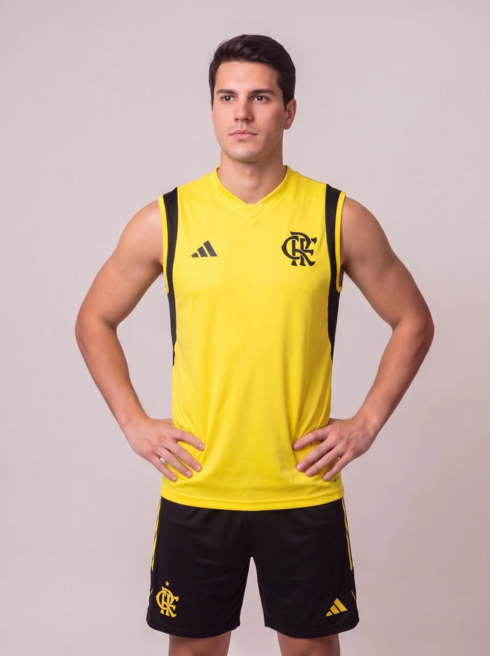 Kit Regata e Short Flamengo Treino Amarelo